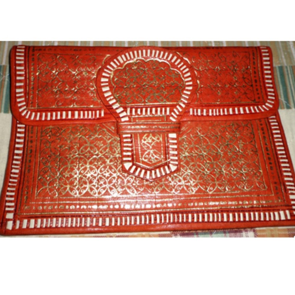 Embossed Leather Indian Clutch Purse